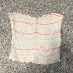 White striped tube top crop top
